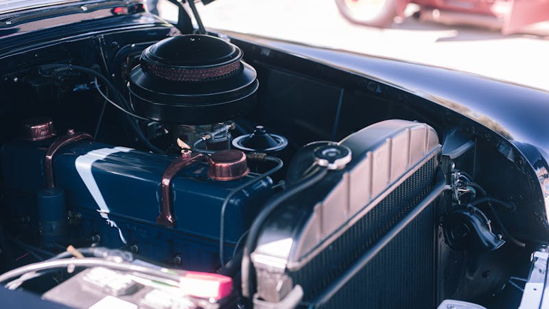 Vintage American car engine bay detail